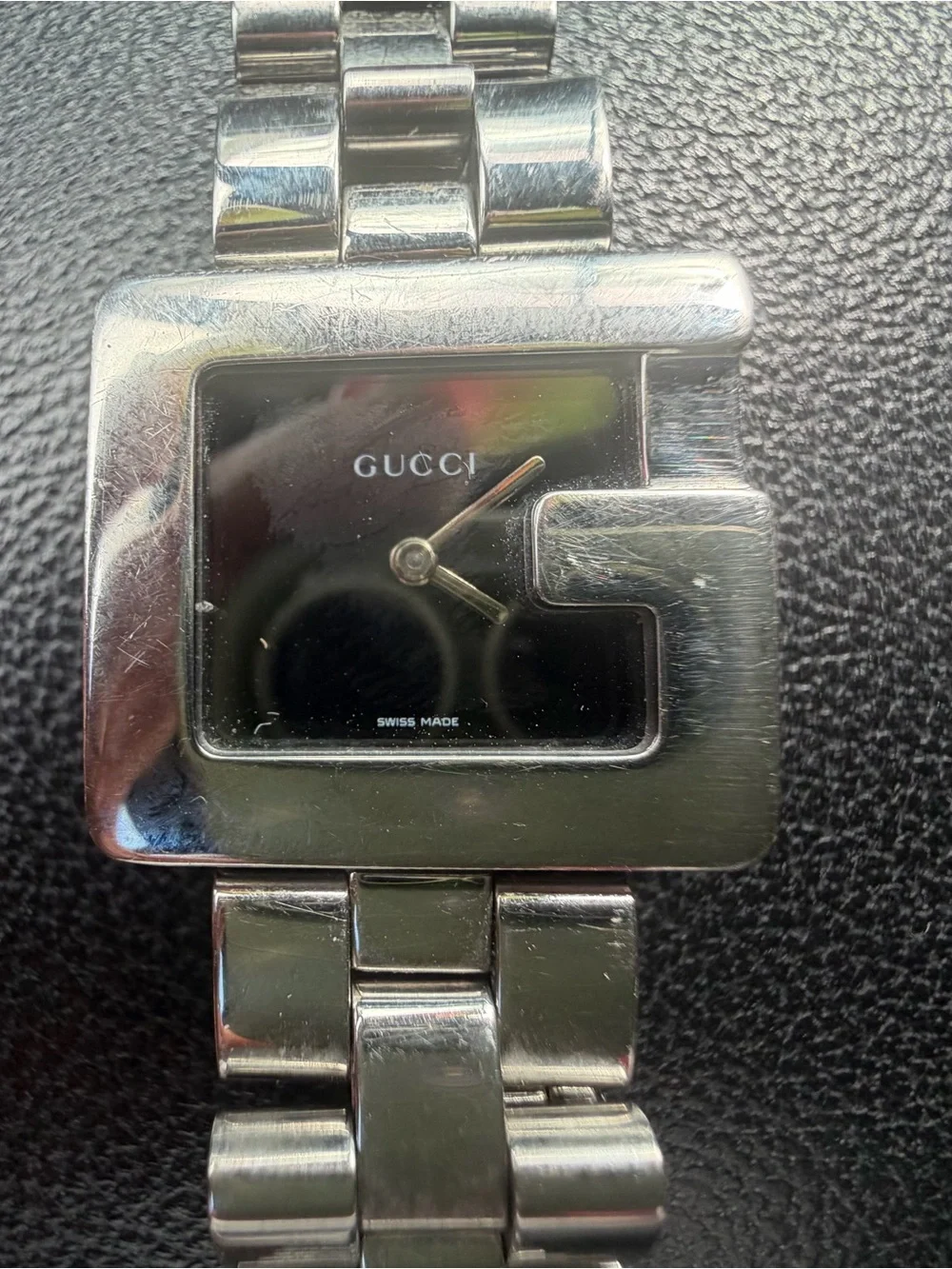 GUCCI 3600J G-FRAME STAINLESS STEEL BLACK DIAL SWISS MADE WATCH